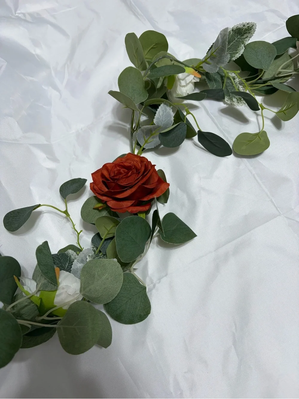 DIY 3 5ft Artificial Rose Garlands - Red, Burgundy & Cream Flowers